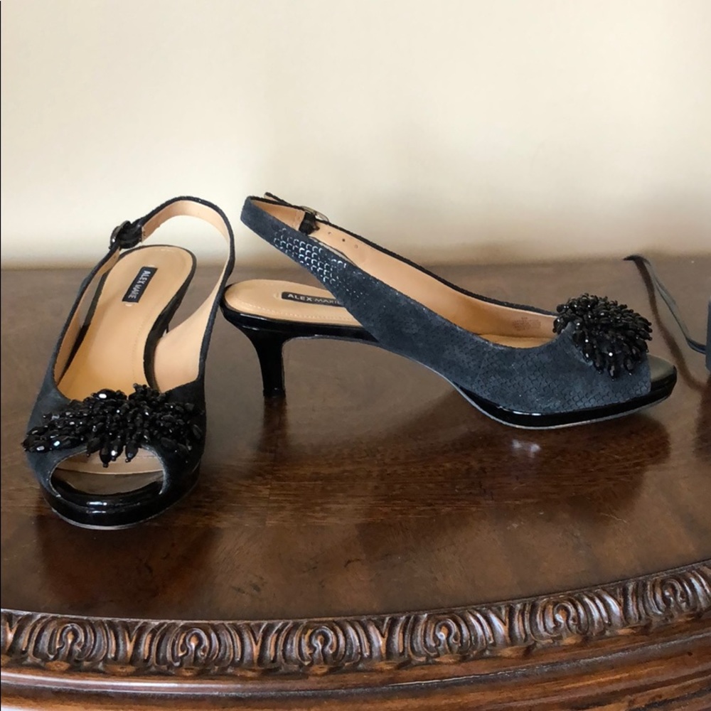 Black sling back heels